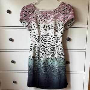 Silence + Noise Pink and Green Patterned Mini Dress